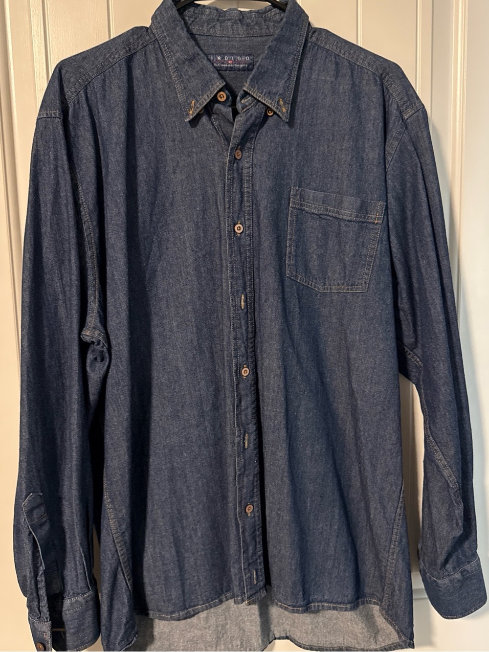 Indigo Dark Blue Denim Button-Down Shirt